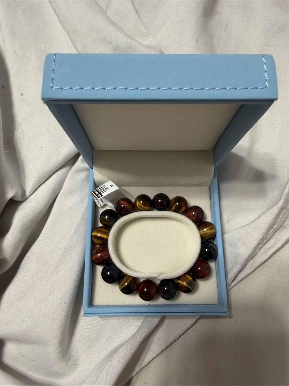 Beaded Stretch Bracelet in Brown, Gold & Black